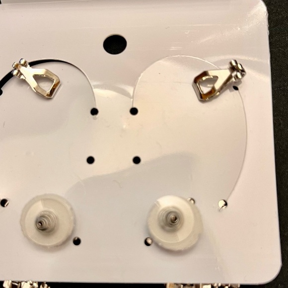 Silver Sparkling Crystal Rhinestone Runway Model Princess Dangle Earrings Cuffs - Picture 7 of 11